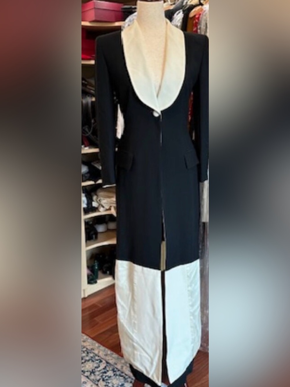 Rare Moschino Couture sz 38 Black and Cream Tuxedo Jacket or Dress vintage
